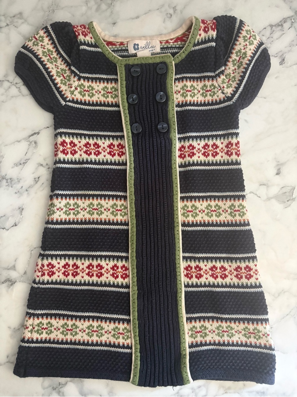 Willow Navy, Red & Green Striped Knit Kids Dress